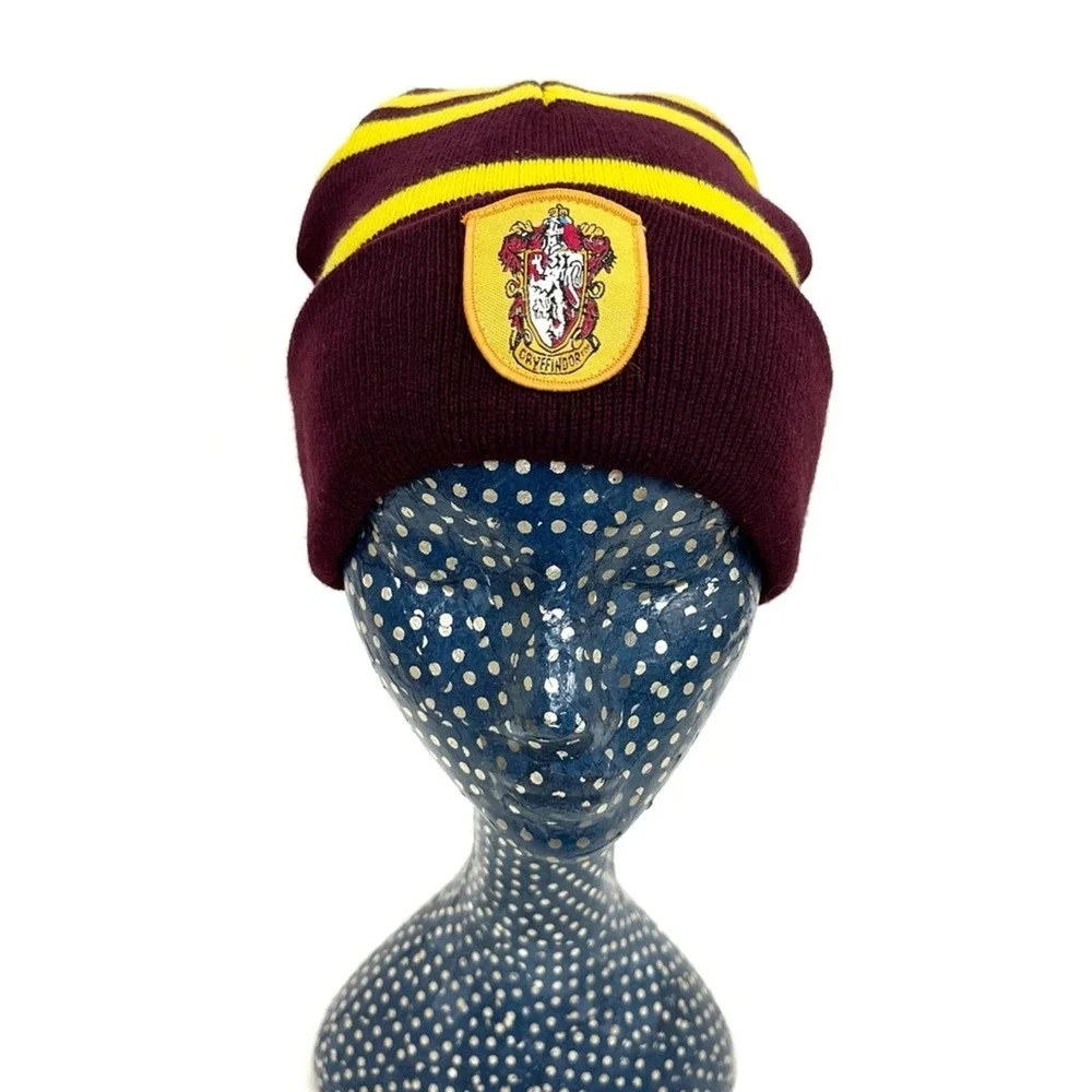 Harry Potter Kids Gryffindor Knit Beanie Stocking Cap Maroon Gold Winter Hat